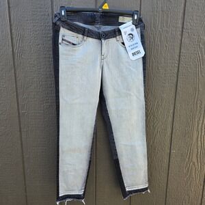 DIESEL D-RAMY-SP Skinny Low Waist Jeans Size 29 Colorblock Distressed